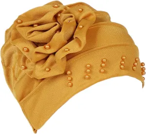 Women's Turban Flower Caps Chemo Headwear Cap Vintage Soft Turbans Beanies Headscarf Elastic Headwrap Hat