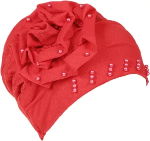 Women's Turban Flower Caps Chemo Headwear Cap Vintage Soft Turbans Beanies Headscarf Elastic Headwrap Hat
