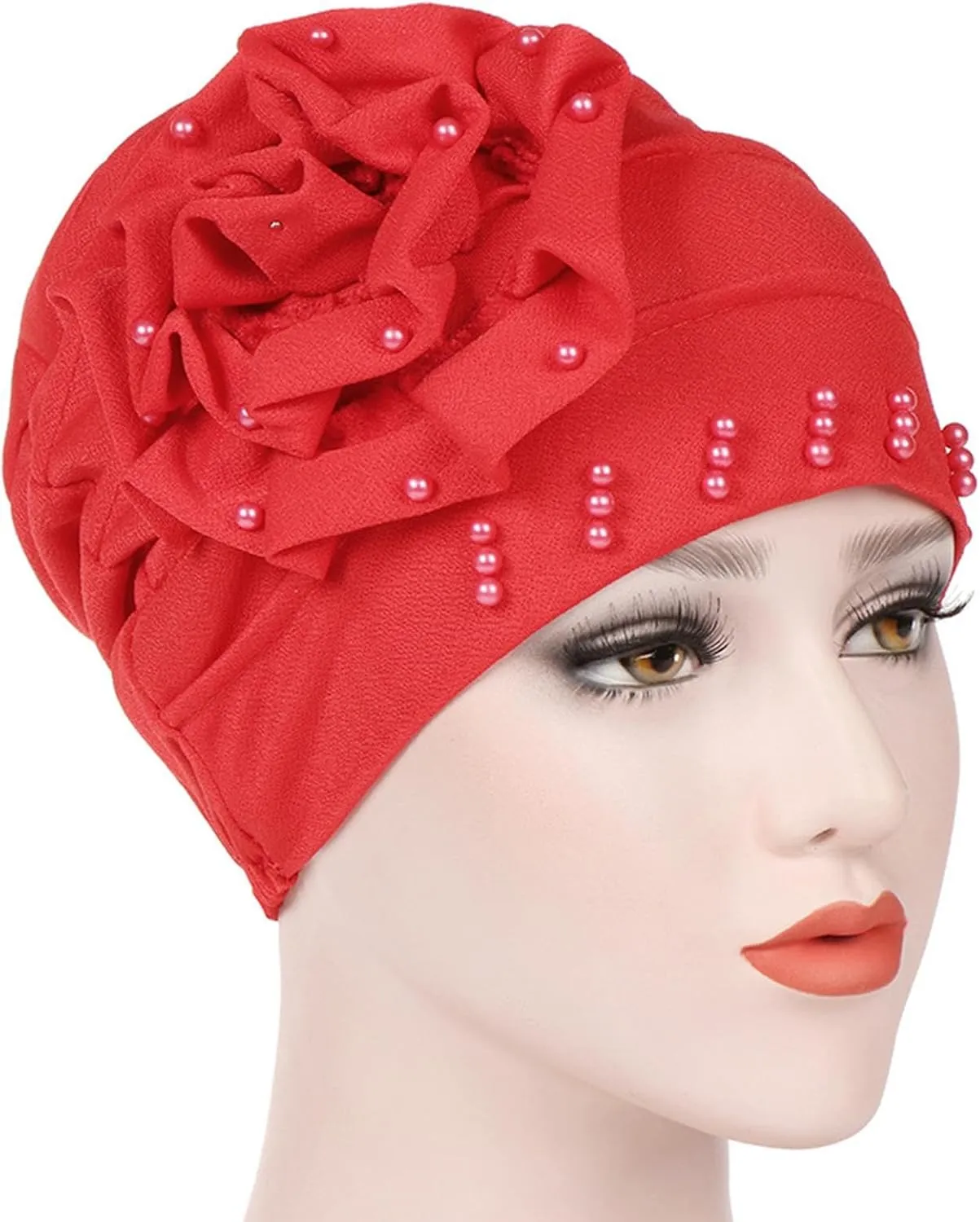 Women's Turban Flower Caps Chemo Headwear Cap Vintage Soft Turbans Beanies Headscarf Elastic Headwrap Hat