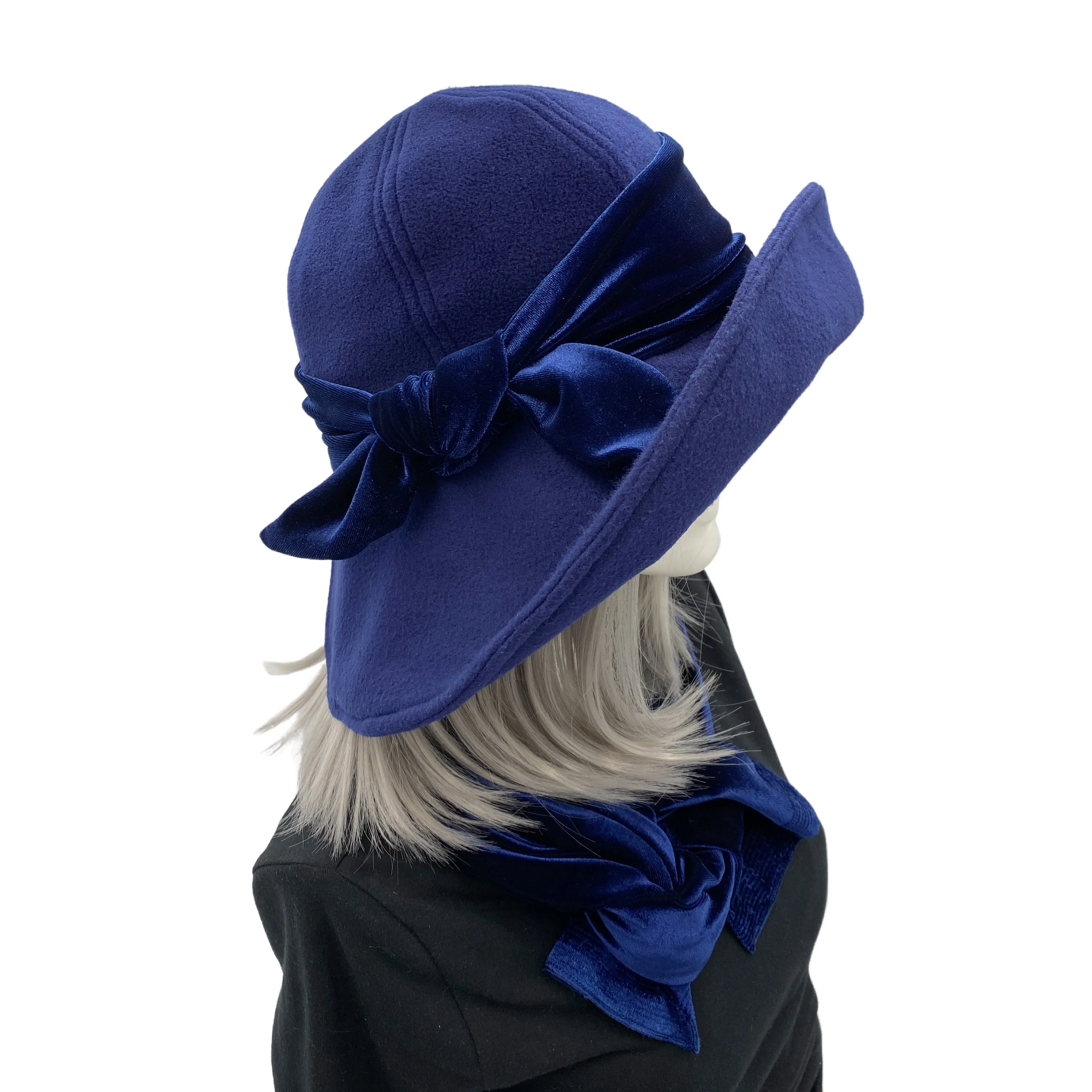 Womens Wide Brim Hat in Warm Fleece with Velvet Hat Band | The Derby
