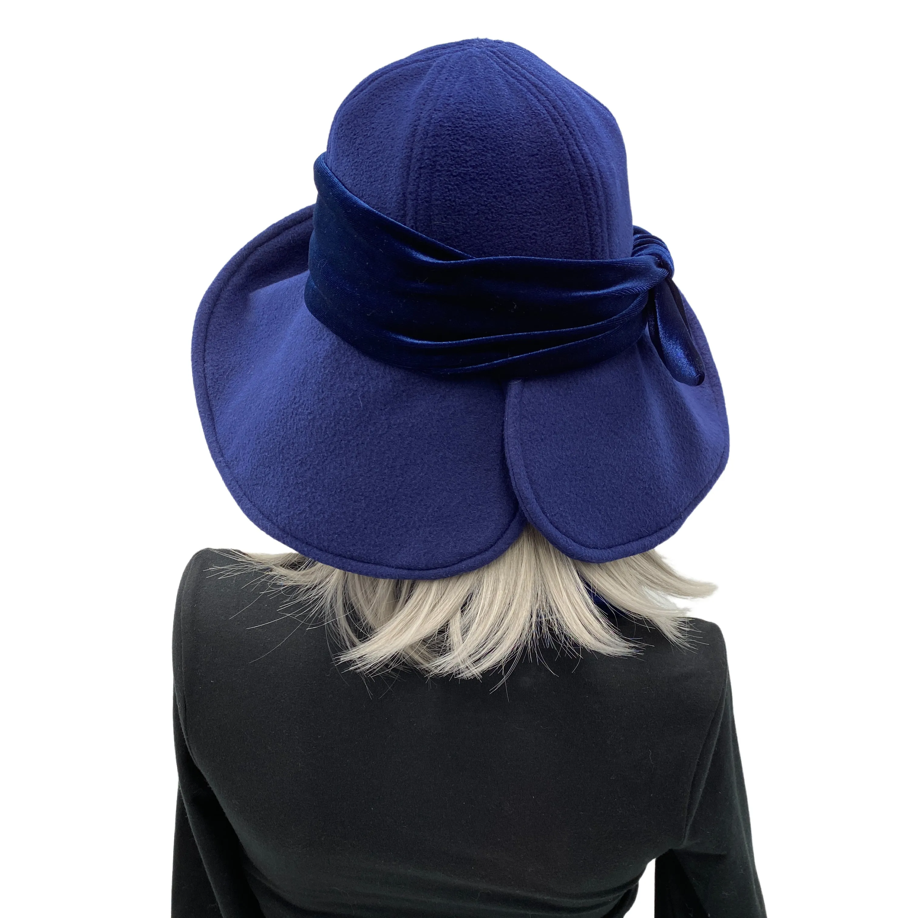 Womens Wide Brim Hat in Warm Fleece with Velvet Hat Band | The Derby